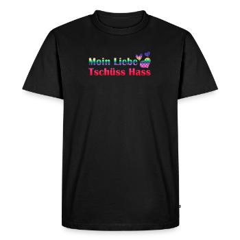 Moin Love - Bye Hate I Love I Gift Idea - Men's Premium Organic T-Shirt - black - Front - Nico (187cm)