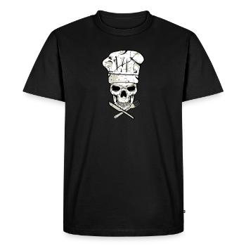Crâne cuisinier griller hobby cook chef cuisinier - T-shirt Premium bio Homme - noir - Devant - Nico (187cm)