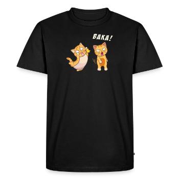 Funny Anime Baka Cats Slap Baka Japan Face Slapping - Men's Premium Organic T-Shirt - black - Front - Nico (187cm)