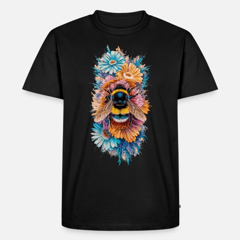 Bienen Blumen Bestäuben - Männer Premium Bio T-Shirt - Schwarz