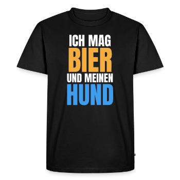 Ich mag Bier und meinen Hund - Männer Premium Bio T-Shirt - Schwarz - Vorne - Nico (187cm)