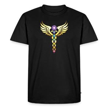 Chakra Caduceus Yoga Meditation - Men's Premium Organic T-Shirt - black - Front - Nico (187cm)