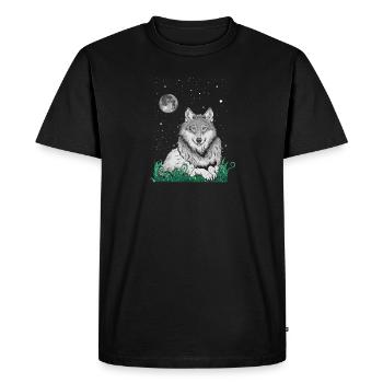 Wolf Wolves Fantasy - Men's Premium Organic T-Shirt - black - Front - Nico (187cm)