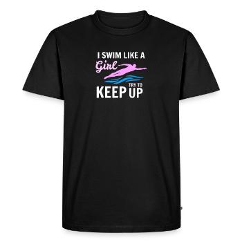 Je nage comme une fille - Je nage comme une fille - T-shirt Premium bio Homme - noir - Devant - Nico (187cm)
