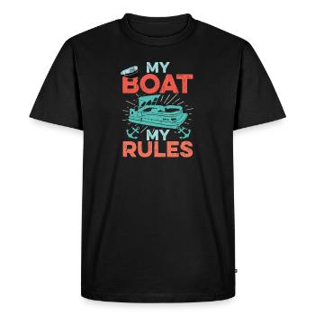Pontoon Boat Captain My Boat My Rules Fathers Day Gift - Men's Premium Organic T-Shirt - black - Front - Nico (187cm)