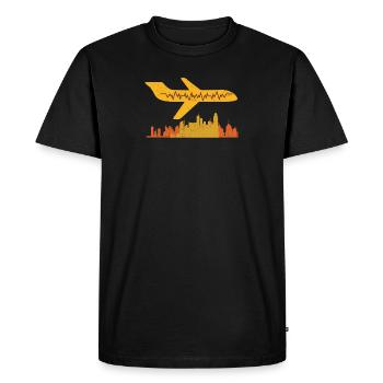 Flugzeug Pilot Pilot Herzschlag fliegen - Männer Premium Bio T-Shirt - Schwarz - Vorne - Nico (187cm)