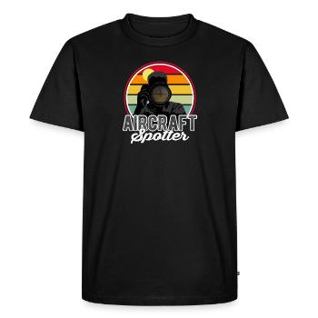 Aircraft Spotter Sunset - Gift Pilot - Men's Premium Organic T-Shirt - black - Front - Nico (187cm)