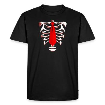 Skeleton with a Red Tie Funny Halloween Design - Men's Premium Organic T-Shirt - black - Front - Nico (187cm)