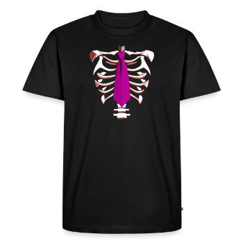 Skeleton with a Pink Tie Funny Halloween Design - Men's Premium Organic T-Shirt - black - Front - Nico (187cm)