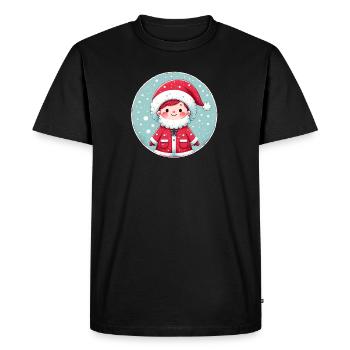 Père Noël garçon Illustration Noël drôle - T-shirt Premium bio Homme - noir - Devant - Nico (187cm)