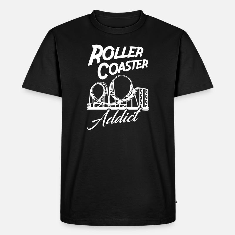 Roller Coaster Addict - Männer Premium Bio T-Shirt - Schwarz