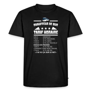 Chauffeur de bus tarif horaire t-shirt - T-shirt Premium bio Homme - noir - Devant - Nico (187cm)