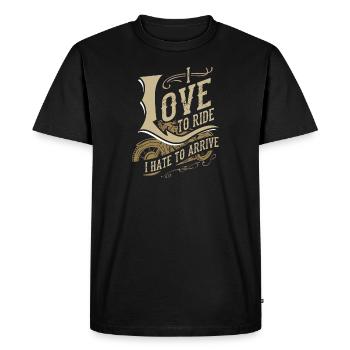 Moto homme amoureux moto motard - T-shirt Premium bio Homme - noir - Devant - Nico (187cm)