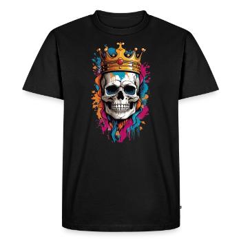 Crâne avec Couronne Graffiti - T-shirt Premium bio Homme - noir - Devant - Nico (187cm)