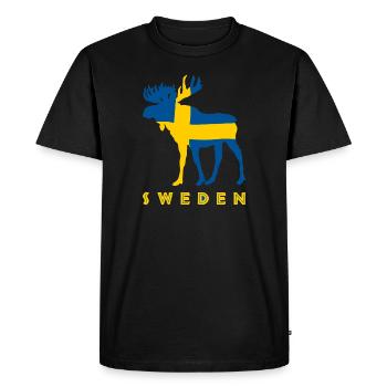 Suède Moose Suède vacances drapeau bannière - T-shirt Premium bio Homme - noir - Devant - Nico (187cm)