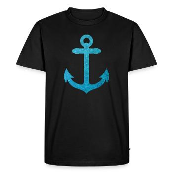 anchor of waves and sea - Men's Premium Organic T-Shirt - black - Front - Nico (187cm)