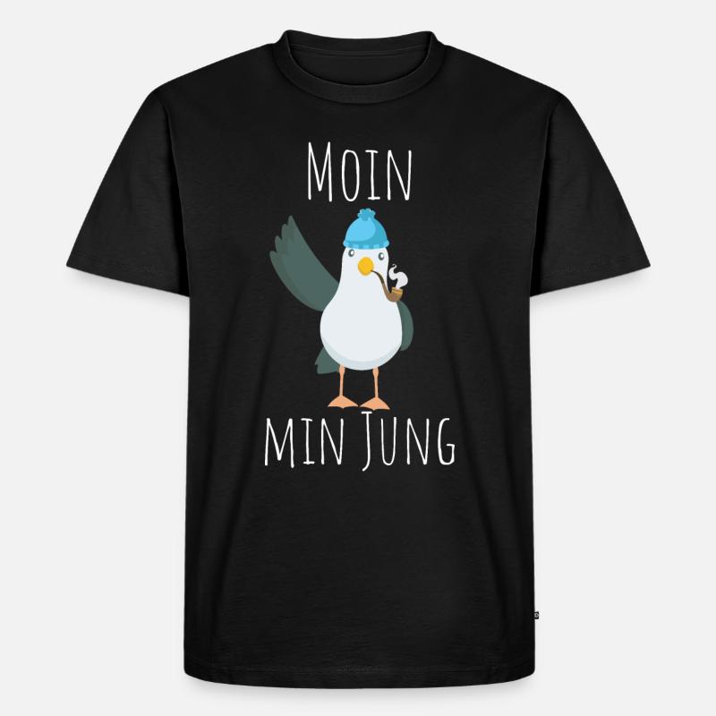 Moin min Jung - Männer Premium Bio T-Shirt - Schwarz