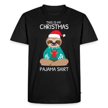 Christmas Pajama Sloth - Men's Premium Organic T-Shirt - black - Front - Nico (187cm)