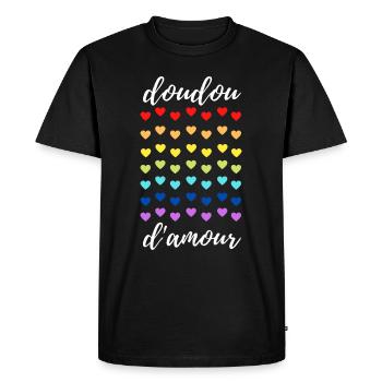 doudou d amour avec des cœurs - T-shirt Premium bio Homme - noir - Devant - Nico (187cm)