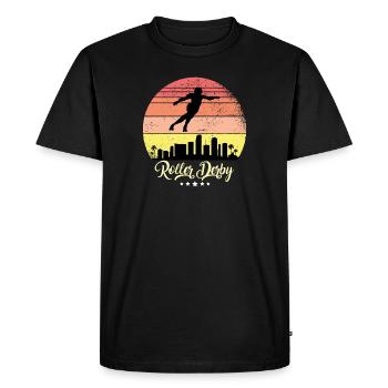 Roller Derby Inline Skates Vintage Retro Sunset - Men's Premium Organic T-Shirt - black - Front - Nico (187cm)