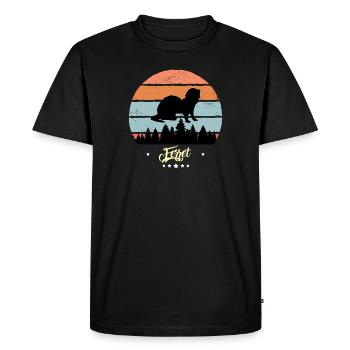 Furet Vintage Rétro Animaux Coucher de soleil - T-shirt Premium bio Homme - noir - Devant - Nico (187cm)