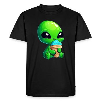 Alien Green Alien Ice Soft Ice Cream Blue Ice Cream - Men's Premium Organic T-Shirt - black - Front - Nico (187cm)