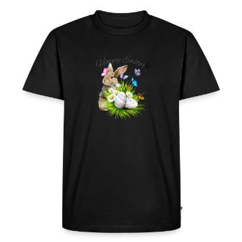 Easter basket with Easter bunny and butterflies - Men's Premium Organic T-Shirt - black - Front - Nico (187cm)