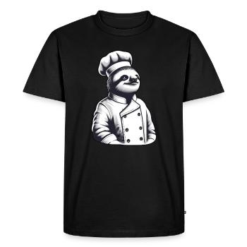 Proud Sloth Chef: Master of the Kitchen - Men's Premium Organic T-Shirt - black - Front - Nico (187cm)
