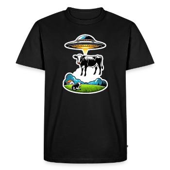 Alien UFO cow abduction - Men's Premium Organic T-Shirt - black - Front - Nico (187cm)