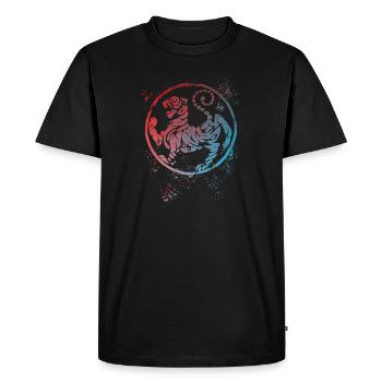 Shotokan Tiger pixelart - Men's Premium Organic T-Shirt - black - Front - Nico (187cm)