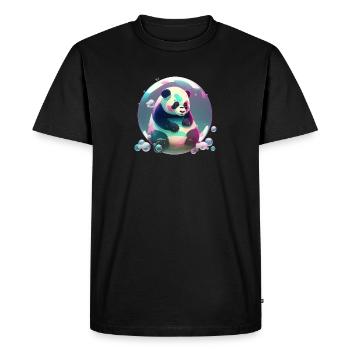 L’ours panda joue avec des bulles de savon - T-shirt Premium bio Homme - noir - Devant - Nico (187cm)
