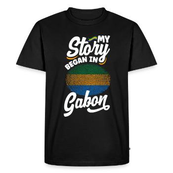 Gabonais Gabon Drapeau gabonais Mon histoire a commencé en - T-shirt Premium bio Homme - noir - Devant - Nico (187cm)