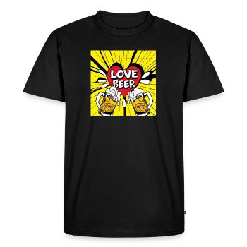 Bière - T-shirt Premium bio Homme - noir - Devant - Nico (187cm)