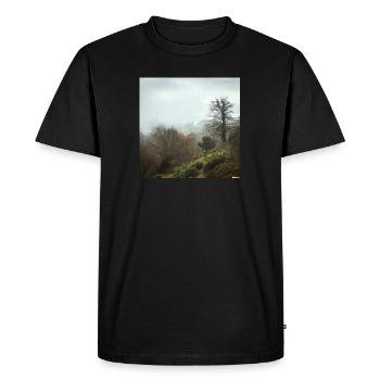 Brouillard et arbres - T-shirt Premium bio Homme - noir - Devant - Nico (187cm)
