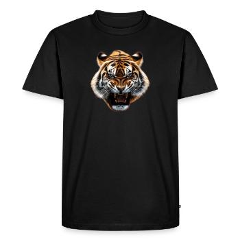Tiger Face agressif - T-shirt Premium bio Homme - noir - Devant - Nico (187cm)