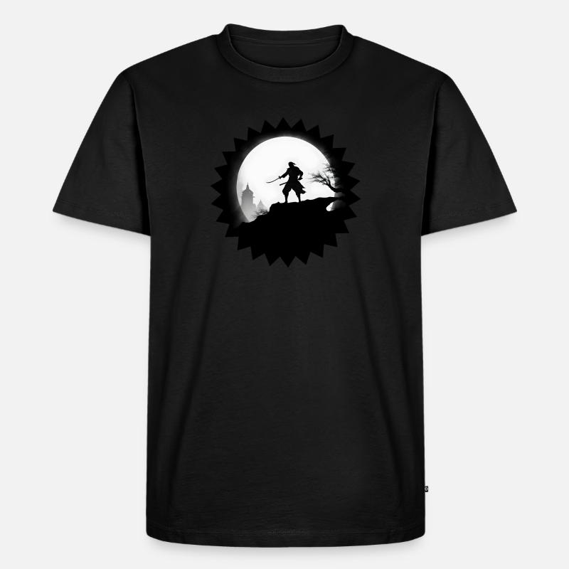 Samurai im Mond #2 - Männer Premium Bio T-Shirt - Schwarz