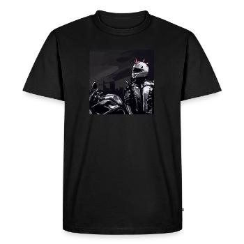 Motorcycle Pencil Drawing - Men's Premium Organic T-Shirt - black - Front - Nico (187cm)