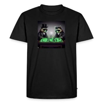 Deux ratons laveurs jouant aux échecs - T-shirt Premium bio Homme - noir - Devant - Nico (187cm)
