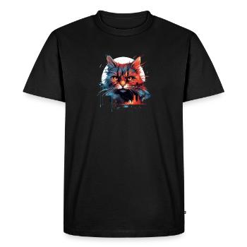 Cat in color - Men's Premium Organic T-Shirt - black - Front - Nico (187cm)