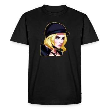 Fille blonde dans un style steampunk cool - T-shirt Premium bio Homme - noir - Devant - Nico (187cm)
