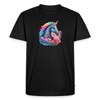 Licorne Néon - T-shirt Premium bio Homme - noir - Devant - Nico (187cm)