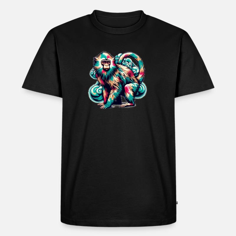 Psychedelischer Affe - Männer Premium Bio T-Shirt - Schwarz