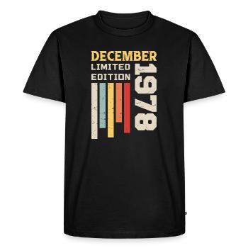 Décembre 1978 - Cadeau anniversaire Décembre 1978 - T-shirt Premium bio Homme - noir - Devant - Nico (187cm)