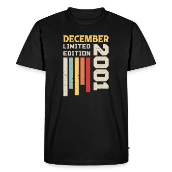 Décembre 2001 - Cadeau anniversaire Décembre 2001 - T-shirt Premium bio Homme - noir - Devant - Nico (187cm)