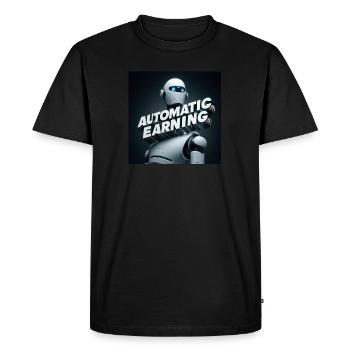 Automaattinen Tienaaminen - Automatic Earning - Men's Premium Organic T-Shirt - black - Front - Nico (187cm)