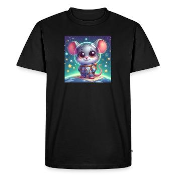 Souris de l’espace en combinaison spatiale sur la lune - T-shirt Premium bio Homme - noir - Devant - Nico (187cm)