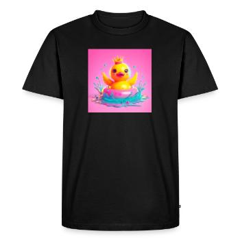 Canard baigneur gai avec couronne en 3D hyperréalisme - T-shirt Premium bio Homme - noir - Devant - Nico (187cm)