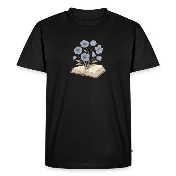 Livre - Fleurs Bleues - T-shirt Premium bio Homme - noir - Devant - Nico (187cm)