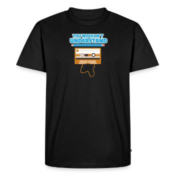 cassette - Men's Premium Organic T-Shirt - black - Front - Nico (187cm)