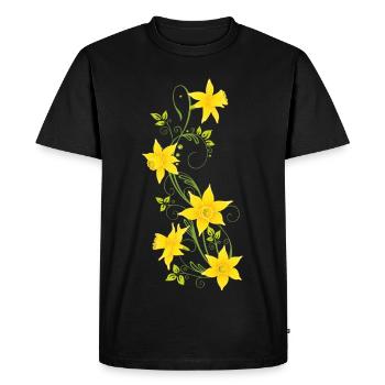 Pâques, jonquilles, jonquilles, printemps - T-shirt Premium bio Homme - noir - Devant - Nico (187cm)